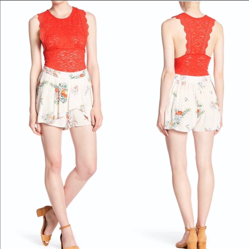 Free People Night Watcher Floral Stripe Skort NWT
